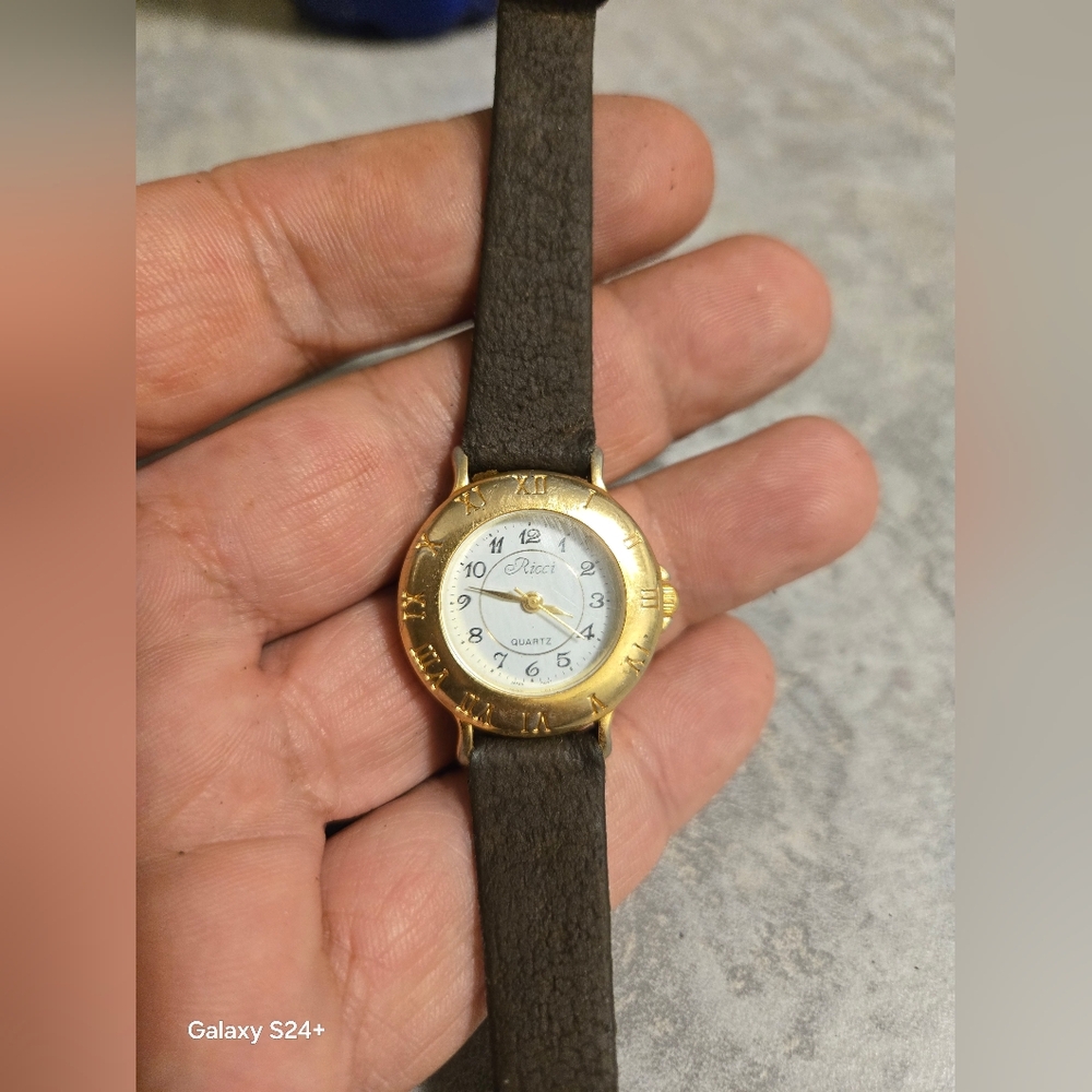 Gold and Brown Quartz Watch RICCI pour Femme